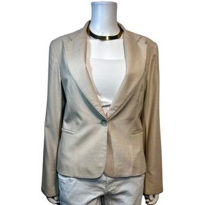 Lafayette 148 New York • Tan Wool-Silk Peak Lapel Single Breast Button Blazer